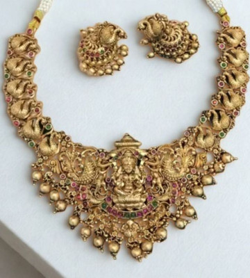 Treasure Collections Brass, Copper Gold-plated Gold, Red, Green Jewellery Set(Pack of 1)