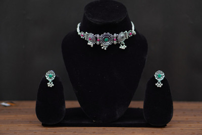 manira Alloy Silver Multicolor Jewellery Set(Pack of 3)