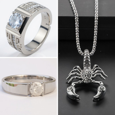 KURMASHOP Stainless Steel Sterling Silver Silver, White Jewellery Set(Pack of 3)