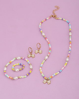 CARLTON LONDON Brass Gold-plated Multicolor Jewellery Set(Pack of 1)