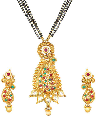 AADITA Alloy Gold-plated Green, Red, Gold Jewellery Set(Pack of 1)