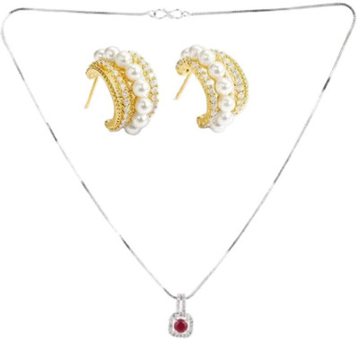 asthacollection Stone Maroon, Gold Jewellery Set(Pack of 1)