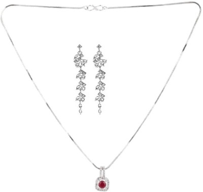 SRK Fashions Alloy Maroon, Silver Jewellery Set(Pack of 1)