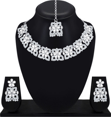 Atasi International Alloy Rhodium Silver, White Jewellery Set(Pack of 1)