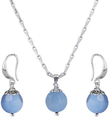 TAP Fashion Brass Silver Blue Jewellery Set(Pack of 2)