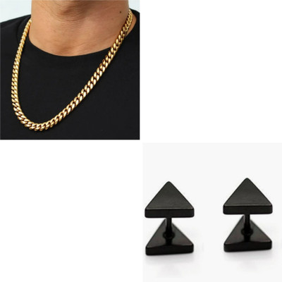 MAATRCHAAYA Stainless Steel Gold-plated, Titanium Black, Gold Jewellery Set(Pack of 2)