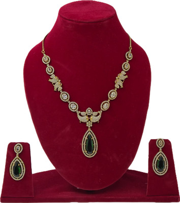 GAZAL ENTERPRISES Alloy Gold-plated White, Green Jewellery Set(Pack of 3)