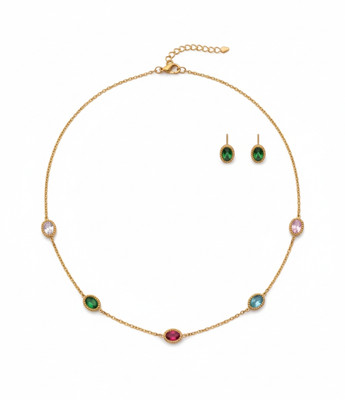 kiyu ziyu Stainless Steel Gold-plated Multicolor Jewellery Set(Pack of 1)
