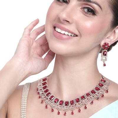 Estele Brass Red Jewellery Set(Pack of 3)