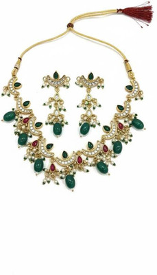 Macway Jewels Alloy Gold-plated Green Jewellery Set(Pack of 1)