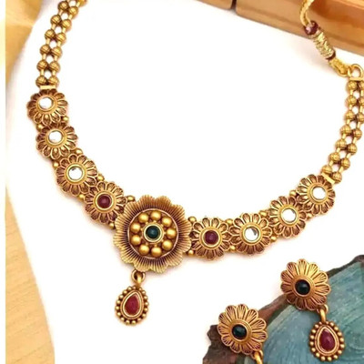 SUNDHA CREATION Copper, Alloy Gold-plated Gold Jewellery Set(Pack of 1)