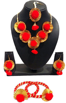 ora collection Fabric Red Jewellery Set(Pack of 1)