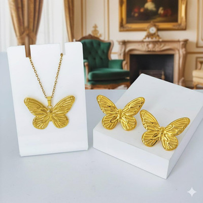 BLINGEE Stainless Steel Gold-plated Gold Jewellery Set(Pack of 1)