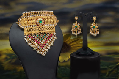MFC Alloy Gold-plated Green Jewellery Set(Pack of 3)