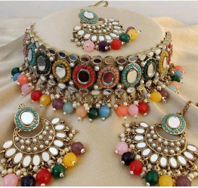 shiv creation Alloy Brass Multicolor, Gold Jewellery Set(Pack of 1)