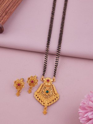 house of common Brass Gold-plated Gold, Black Jewellery Set(Pack of 1)