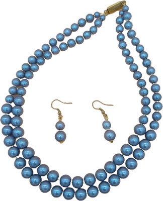 Zooni Collections Mother of Pearl Grey Jewellery Set(Pack of 1)