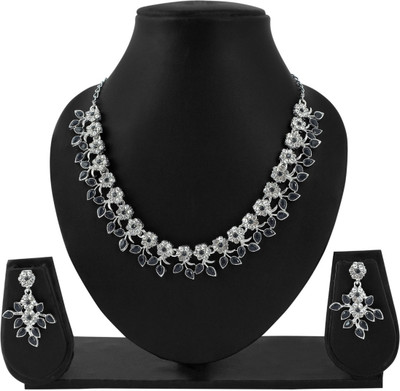 Rukma Alloy Rhodium Black Jewellery Set(Pack of 1)