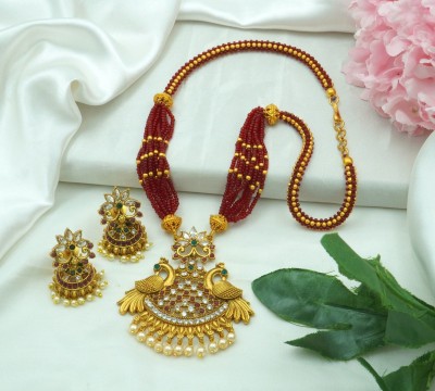 BHARGAV ART Alloy Maroon Jewellery Set(Pack of 2)