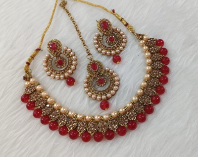 Yanshika Alloy Gold-plated Red Jewellery Set(Pack of 4)