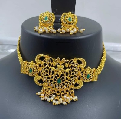 abdur raheem jewellers Alloy Gold, Green Jewellery Set(Pack of 1)