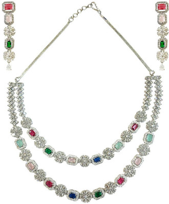 NIRVI JEWELS Metal Silver Multicolor Jewellery Set(Pack of 1)