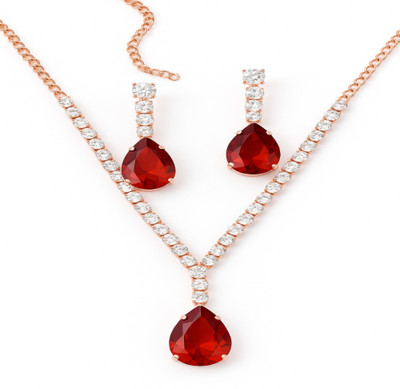 DAUVA ENTERPRISE Alloy Brass Red Jewellery Set(Pack of 1)