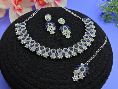VATSALYA creation Alloy Gold-plated Blue, White Jewellery Set(Pack of 1)