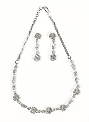Tarak Traders Brass Rhodium White Jewellery Set(Pack of 1)