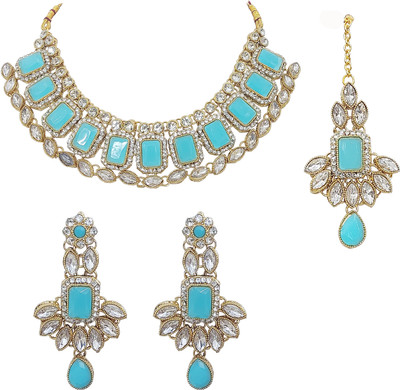 Chrishan Alloy Gold-plated Blue Jewellery Set(Pack of 1)