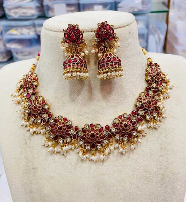Shilpa Creation Alloy Gold-plated Red Jewellery Set(Pack of 1)