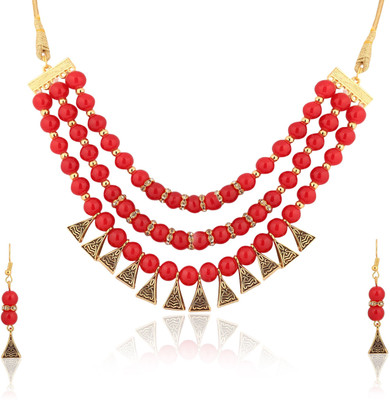 Bhagya Lakshmi Alloy Red Jewellery Set(Pack of 1)