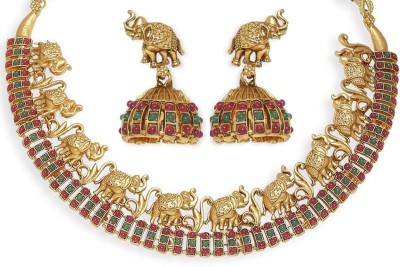 Oomph Alloy Gold-plated Red, Green, Gold Jewellery Set(Pack of 1)