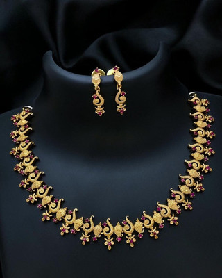 TheWardrobee Brass Gold-plated Multicolor Jewellery Set(Pack of 1)