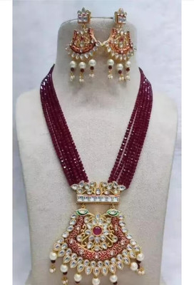 SHYAM Alloy Gold-plated Maroon Jewellery Set(Pack of 1)