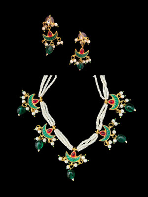 brassjewel Brass White, Green Jewellery Set(Pack of 1)