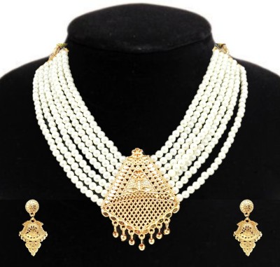 SDR Alloy Gold-plated White Jewellery Set(Pack of 1)