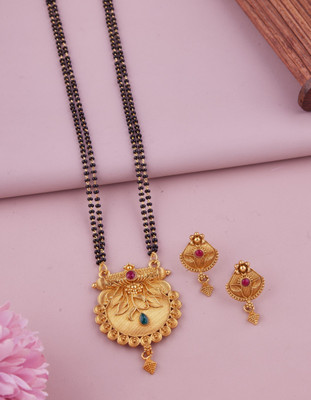 house of common Alloy Gold-plated Gold, Black Jewellery Set(Pack of 1)