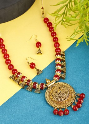 Foxy Trend Alloy Gold-plated Red Jewellery Set(Pack of 3)