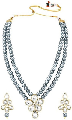 White pearl Alloy Gold-plated Grey Jewellery Set(Pack of 1)