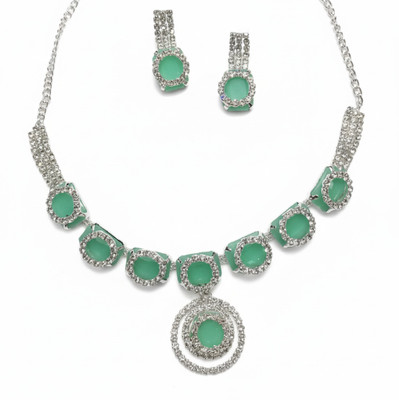 Glonio Alloy Green, Silver Jewellery Set(Pack of 3)