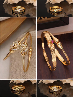 Alasca Brass Gold-plated Beige, White, Green Jewellery Set(Pack of 3)