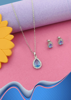Aviate Alloy Silver Blue Jewellery Set(Pack of 1)