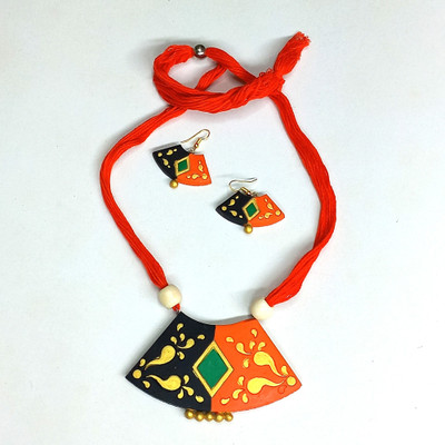 Akibuki Terracotta Orange Jewellery Set(Pack of 1)