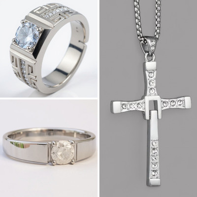 KURMASHOP Stainless Steel Sterling Silver Silver, White Jewellery Set(Pack of 3)