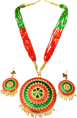 balaji gold Copper Gold-plated Red, Green Jewellery Set(Pack of 1)