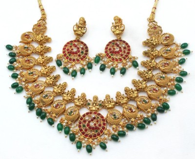 Chigold Alloy Gold-plated Gold, Red, Green Jewellery Set(Pack of 1)