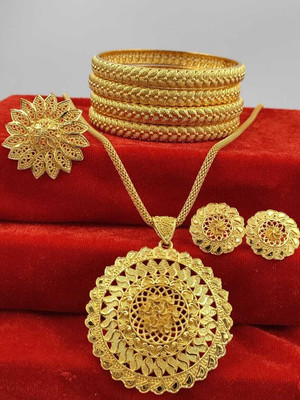 RIYARTHCREATION Brass Gold-plated Gold Jewellery Set(Pack of 1)