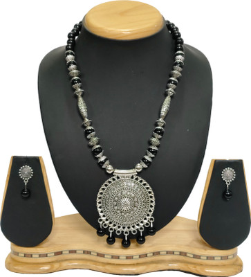 HARIHARA FASHION Oxidised Silver Black Jewellery Set(Pack of 1)
