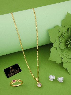 Jewel WORLD Metal, Alloy Gold-plated Gold, White Jewellery Set(Pack of 1)